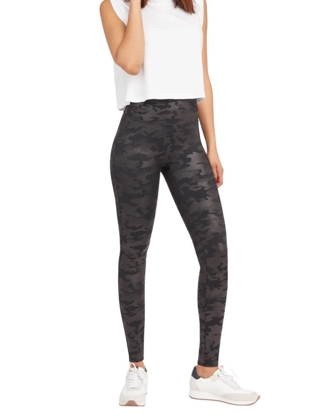 SPANX High-Waist Black Camo Leggings Tummy Control